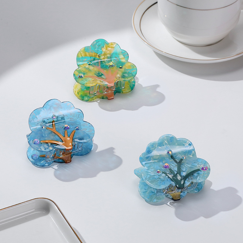 5.3cm Colorfl Tree Acetaat Hiar Clips Hius -tarvikkeet naisten tytöille